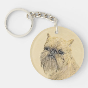 Brüssel Griffon Painting - Niedliche Hundekunst Schlüsselanhänger