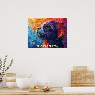 Brüssel Griffon Paper Quilling Art Dog Portrait Poster