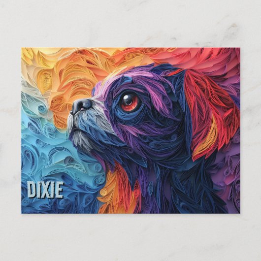 Brüssel Griffon Paper Quilling Art Dog Portrait Postkarte (Vorderseite)