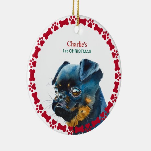 Brüssel Griffon Personalisiert Christmas Keramik Ornament (Rechts)