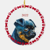 Brüssel Griffon Personalisiert Christmas Keramik Ornament (Hinten)