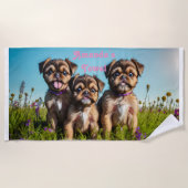 Brussel Griffon Puppies individuell anpassbar Strandtuch (Vorderseite)