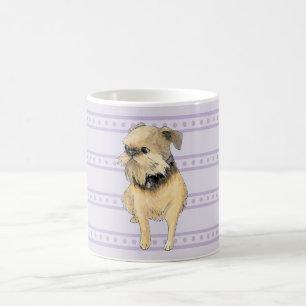 Brüssel Griffon Sitting Watercolor in Lila Kaffeetasse