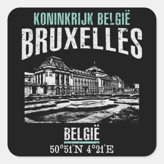 Brüssel Quadratischer Aufkleber (Vorderseite)