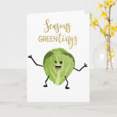 Brussel sprießen lustige Weihnachtsgrün Karte (Gelbe Blume)
