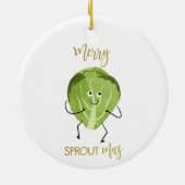 Brussel sprießen lustige Weihnachtsgrün Keramik Ornament (Hinten)