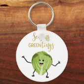 Brussel sprießen lustige Weihnachtsgrün Schlüsselanhänger (Vorderseite)