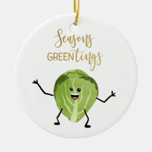 Brussel Spross lustige Weihnachtsgrün Keramik Ornament