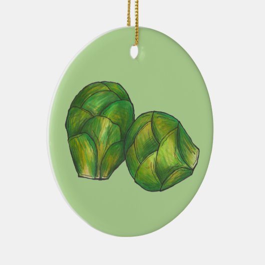 Brüssel Sprouts Grüner Gemüsegarten Keramik Ornament (Rechts)