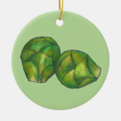 Brüssel Sprouts Grüner Gemüsegarten Keramik Ornament (Vorne)