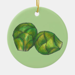Brüssel Sprouts Grüner Gemüsegarten Keramik Ornament