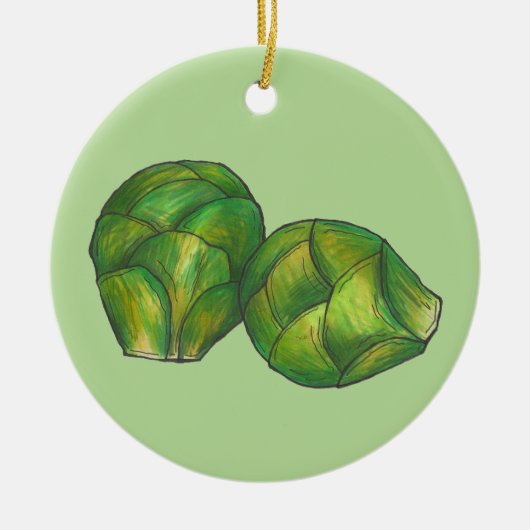 Brüssel Sprouts Grüner Gemüsegarten Keramik Ornament (Vorne)