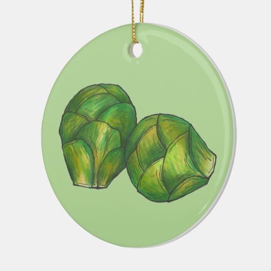 Brüssel Sprouts Grüner Gemüsegarten Keramik Ornament (Links)