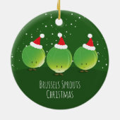 Brüssel Sprouts Weihnachtsmannmütze Grüne Ernährun Keramik Ornament (Hinten)