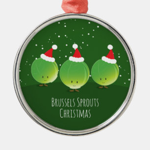 Brüssel Sprouts Weihnachtsmannmütze Weihnachten Ornament Aus Metall