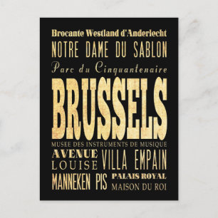 Brüssel Stadt Belgien Typografie Stadt Kunst Postkarte