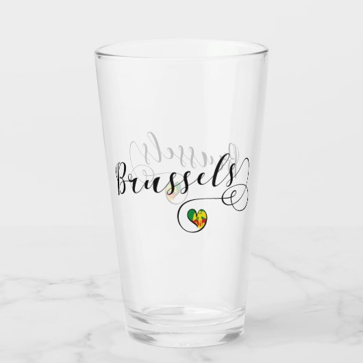 Brüsseler Flagge im Herzen Glas (Rückseite)