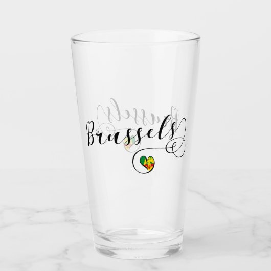Brüsseler Flagge im Herzen Glas (Vorderseite)