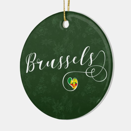 Brüsseler Flagge im Herzen Keramik Ornament (Links)