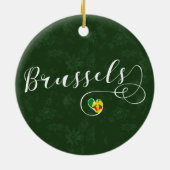 Brüsseler Flagge im Herzen Keramik Ornament (Hinten)
