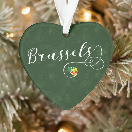 Brüsseler Flagge im Herzen Ornament (Baum)