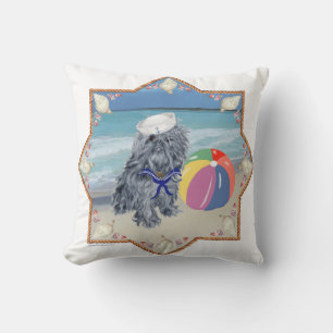 Brüsseler Griffon am Strand Wurfkissen Kissen