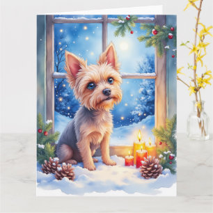 Brüsseler Griffon-Frost-Fenster-Weihnachtskunst Karte
