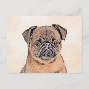 Brüsseler Griffon Glattmalerei Originale Hundekuns Postkarte