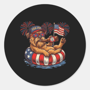 Brüsseler Griffon Hund 250. Aamerica Patriotisches Runder Aufkleber