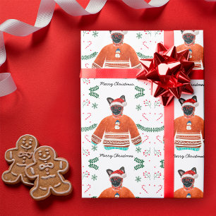 Brüsseler Hund trägt Weihnachts-Sweater-Festival Geschenkpapier