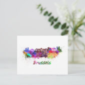 Brüsseler Skyline in Aquarellfarben Postkarte (Stehend Vorderseite)