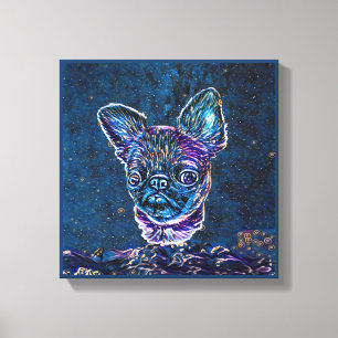 Brussels griffon Blue Starry Night Painting Style Leinwanddruck