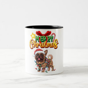 Brussels Griffon Christmas Lights Xmas Dogs Gesche Zweifarbige Tasse