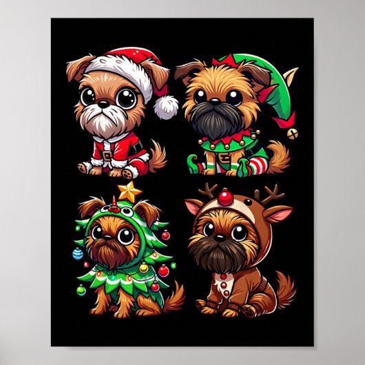 Brussels Griffon Christmas Tree Santa Elf Costume Poster (Vorne)