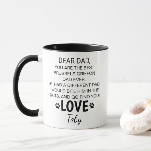 Brussels Griffon Dad Mug Dog Lover Gift Tasse (Mit Donut)