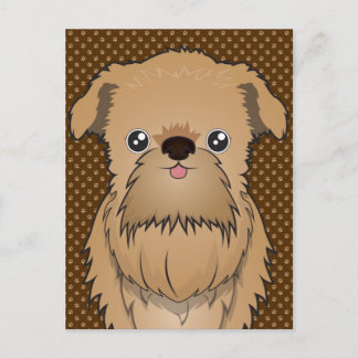 Brussels Griffon Dog Cartoon Paws Postkarte