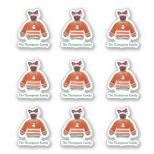 Brussels Griffon Dog Family Ugly Christmas Sweater Aufkleber