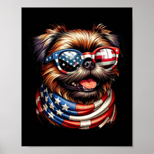 Brussels Griffon Dog Lover US Flag 4. Juli Pat Poster