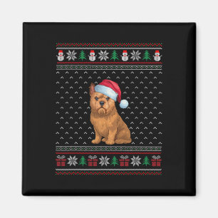 Brussels Griffon Dog Wear Weihnachtsmannmütze Ugly Magnet