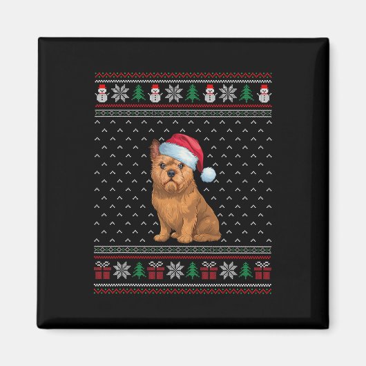 Brussels Griffon Dog Wear Weihnachtsmannmütze Ugly Magnet (Vorne)