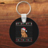 Brussels Griffon Dog Wear Weihnachtsmannmütze Ugly Schlüsselanhänger (Vorderseite)