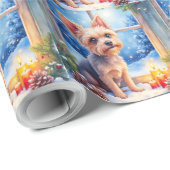 Brussels Griffon Frosted Window Christmas Art Geschenkpapier (Rolleneckpunkt)