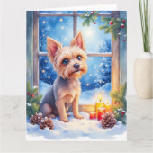 Brussels Griffon Frosted Window Christmas Art Karte (Vorderseite)
