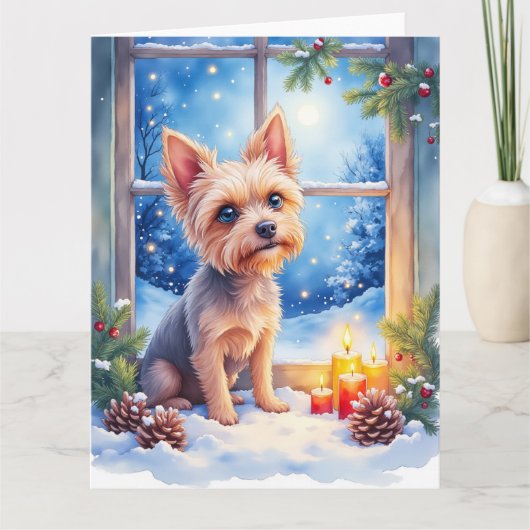 Brussels Griffon Frosted Window Christmas Art Karte (Vorderseite)