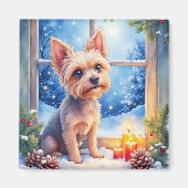 Brussels Griffon Frosted Window Christmas Art Magnet (Vorne)