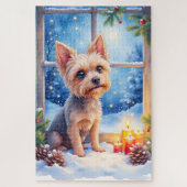 Brussels Griffon Frosted Window Christmas Art Puzzle (Vertikal)