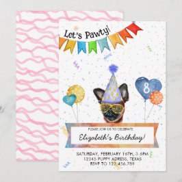 Brussels Griffon Lasse Pawty Dog Birthday Party Einladung