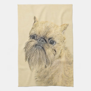 Brussels Griffon Painting - Niedliche Hundekunst Geschirrtuch
