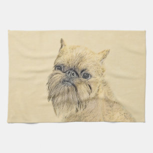 Brussels Griffon Painting - Niedliche Hundekunst Geschirrtuch