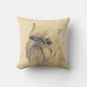Brussels Griffon Painting - Niedliche Hundekunst Kissen
